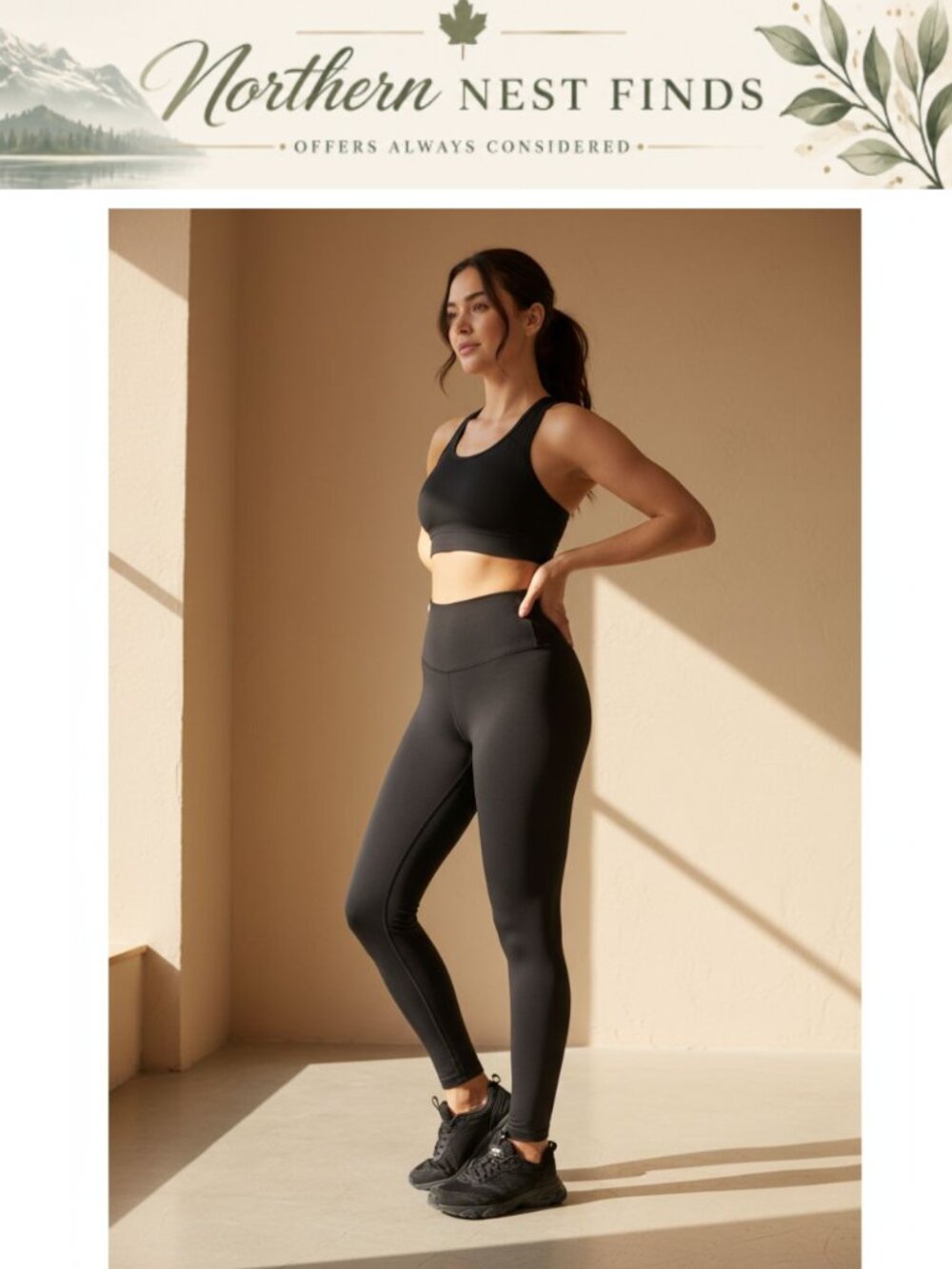 High Waisted Leggings V-Panel Light Compression Full Length Yoga Pants